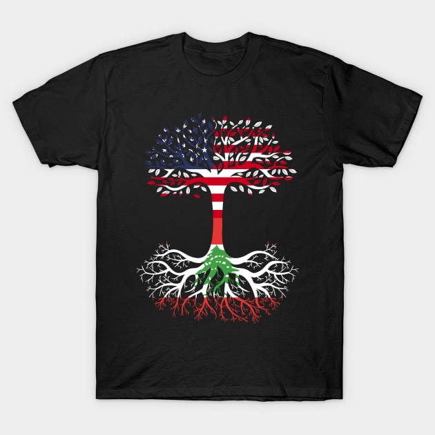 American Grown Lebanon Roots Lebanon Flag T-Shirt by BramCrye